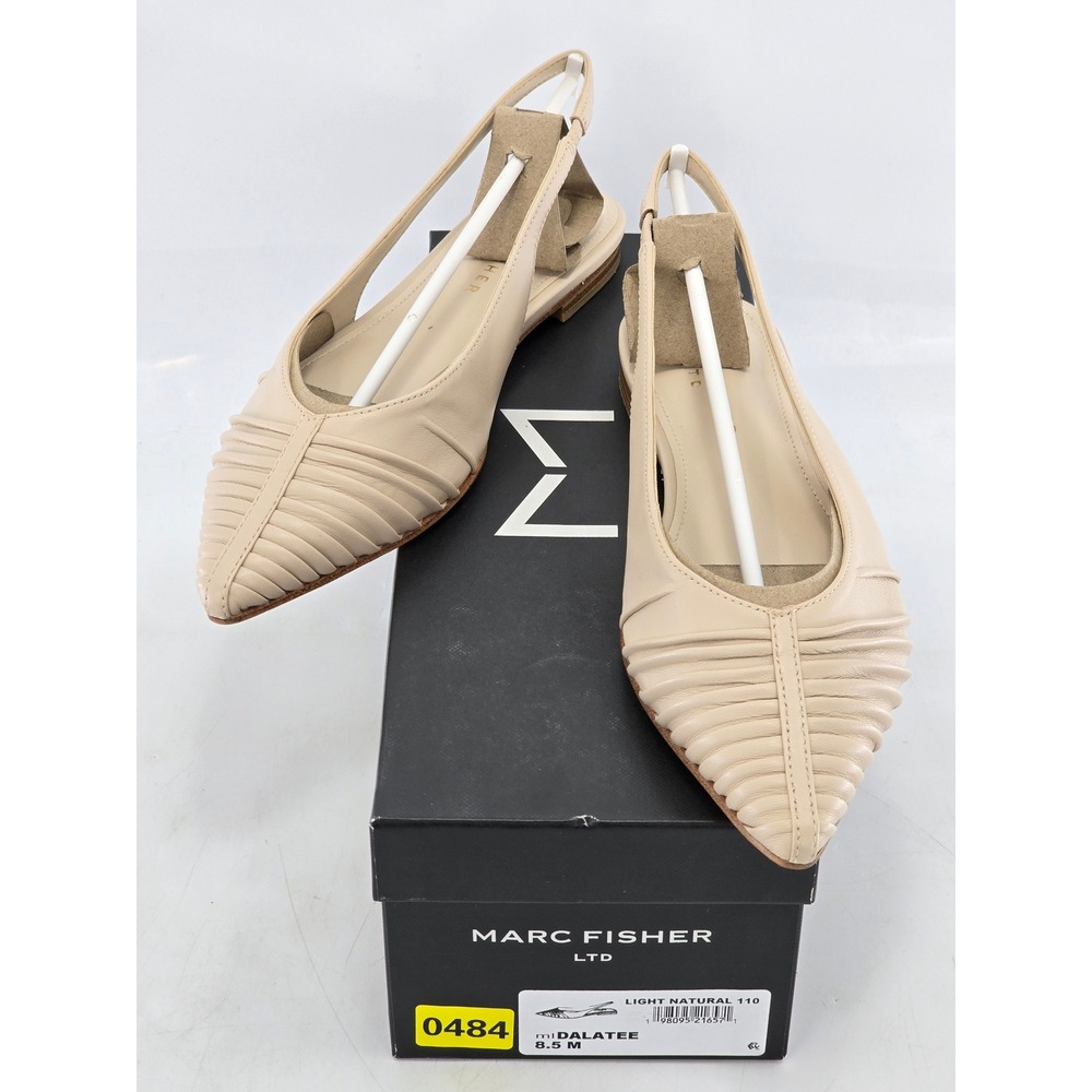 Marc Fisher Dalatee Slingback Flats Womens 8.5 Light Natural Pleated - New